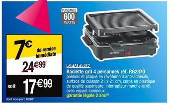 Severin raclette gril 4 personnes réf. rg2370