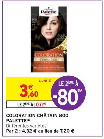 Intermarché Palette coloration châtain 800 offre