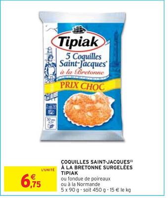 Intermarché Tipiak coquilles saint-jacques à la bretonne surgelées offre