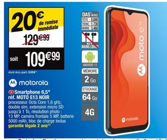 Cora x Carrefour Motorola smartphone 6,5 offre