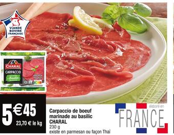 Cora x Carrefour Charal carpaccio de boeuf marinade au basilic offre