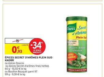 Intermarché Knorr épices secret d'arômes plein sud offre