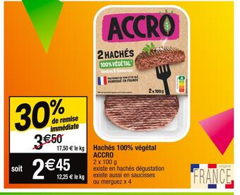 Cora x Carrefour Accro hachés 100% végétal offre