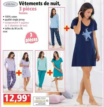 Norma Vêtements De Nuit, 3 Pièces Femme offre