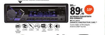 E.Leclerc L'Auto AUTORADIO CD BLUETOOTH RCD 238DAB BT offre