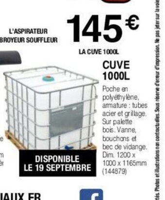Chretien Matériaux CUVE 1000L offre