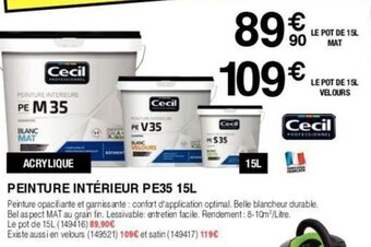 Chretien Matériaux PEINTURE INTÉRIEUR PE35 15L offre
