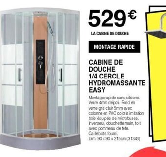 Chretien Matériaux CABINE DE DOUCHE 1/4 CERCLE HYDROMASSAN TE offre