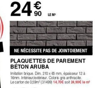 PLAQUETTES DE PAREMENT BÉTON ARUBA