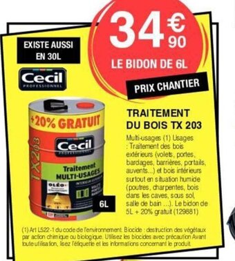 Chretien Matériaux TRAITEMENT DU BOIS TX 203 offre