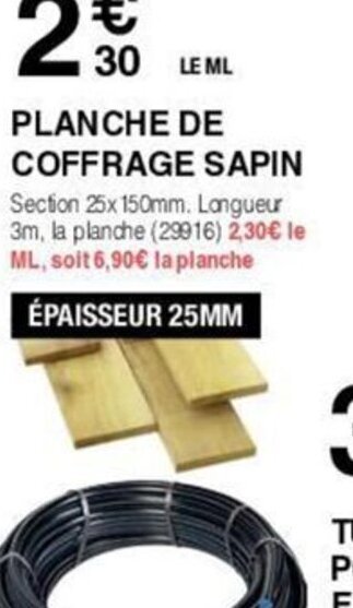 Chretien Matériaux PLANCHE DE COFFRAGE SAPIN offre