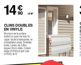 Chretien Matériaux CLINS DOUBLES EN VINYLE offre