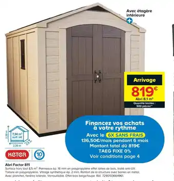 Castorama Abri Factor 811 offre
