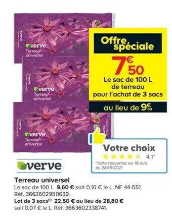 Castorama Terreau universel offre