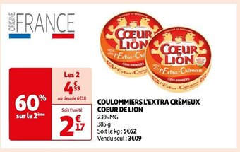 Auchan COULOMMIERS L'EXTRA CRÉMEUX COEUR DE LION offre
