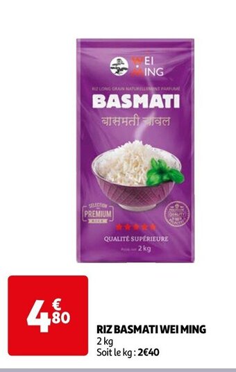Auchan RIZ BASMATI WEI MING offre