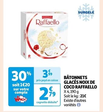 Auchan BÂTONNETS GLACÉS NOIX DE COCO RAFFAELLO offre