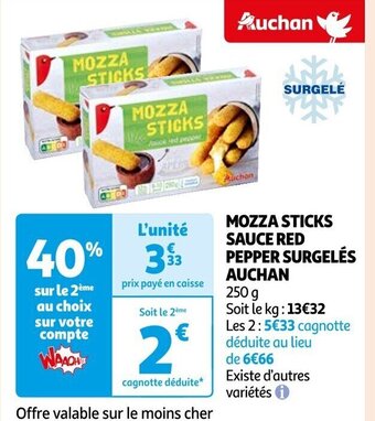 Auchan MOZZA STICKS SAUCE RED PEPPER SURGELÉS AUCHAN offre