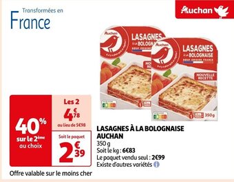 Auchan LASAGNES À LA BOLOGNAISE AUCHAN offre