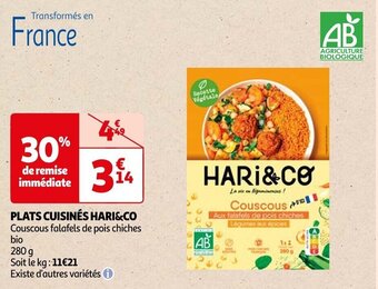 Auchan PLATS CUISINÉS HARI&CO offre