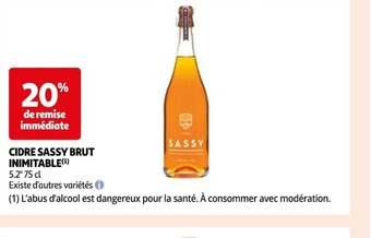 Auchan CIDRE SASSY BRUT INIMITABLE offre