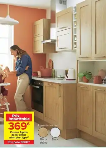Castorama Cuisine Alpina Décor chêne selon plan type offre
