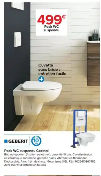 Castorama Pack WC suspendu Cocktail offre
