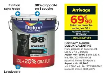 Castorama Peintue blanche Dulux Valentine offre