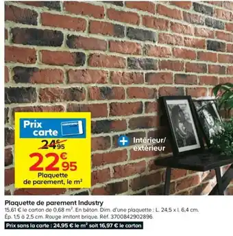 Castorama Plaquette de parement Industry offre