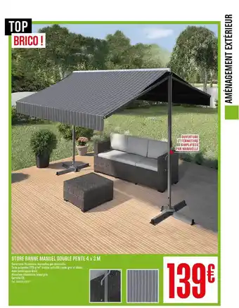 Brico Dépôt Store Banne Manuel Double Pente 4 X 8 M offre