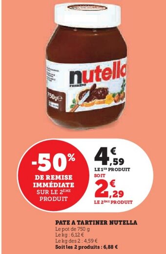 Super U PATE A TARTINER NUTELLA offre