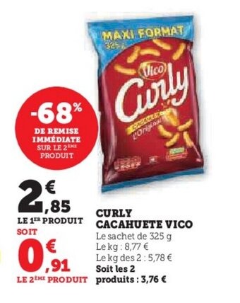 Super U CURLY CACAHUETE VICO offre