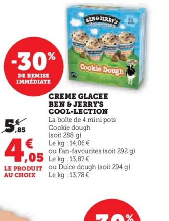 Super U CREME GLACEE BEN & JERRY'S COOL-LECTION offre