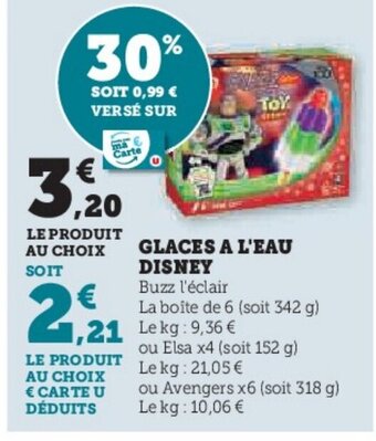 Super U GLACES A L'EAU DISNEY offre