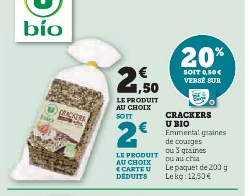Promo CRACKERS U BIO chez Super U
