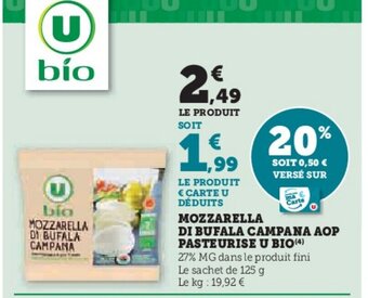 Super U MOZZARELLA DI BUFALA CAMPANA AOP offre