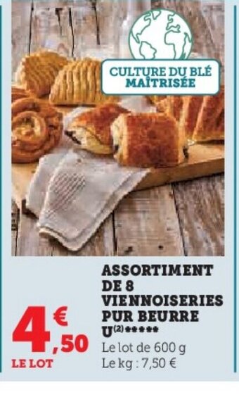 Super U ASSORTIMENT DE 8 VIENNOISERIES PUR BEURRE U offre