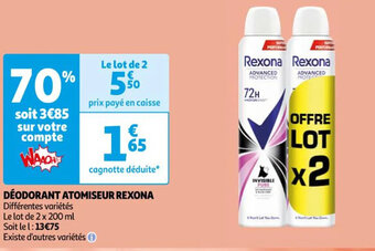 Auchan DÉODORANT ATOMISEUR REXONA offre