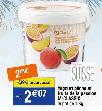 Migros Yogourt pêche et fruits de la passion M-CLASSIC offre