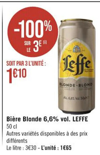 Casino Hyperfrais Bière Blonde 6,6% vol. LEFFE 50 cl offre