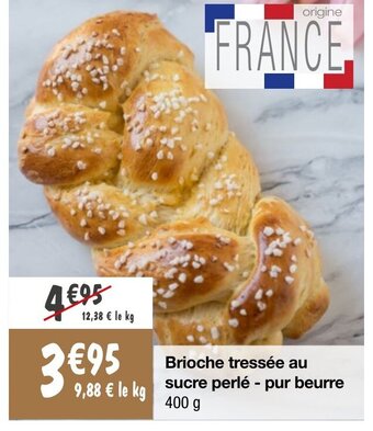 Brioche tressée au sucre perlé - pur beurre
