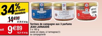 Migros Terrines de campagne aux 3 parfums JEAN LARNAUDIE offre