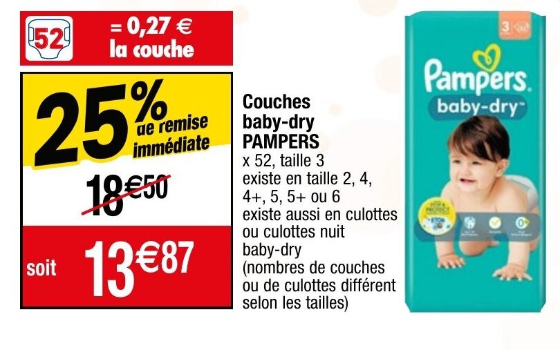 Promo Couches babydry PAMPERS chez Migros