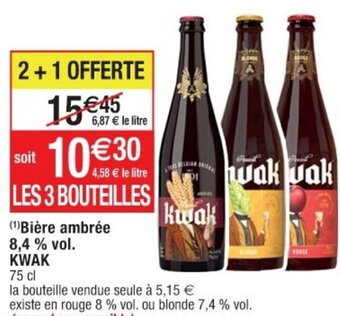 Cora Bière ambrée 8.4% vol. KWAK offre