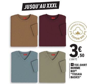 E.Leclerc TEE-SHIRT HOMME BIO (2) "TISSAIA BASICS" offre