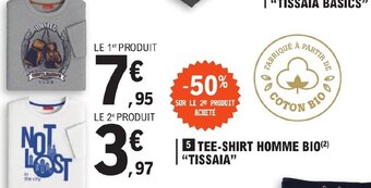 E.Leclerc TEE-SHIRT HOMME BIO(²) "TISSAIA" offre