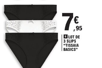 E.Leclerc LOT DE 3 SLIPS "TISSAIA BASICS" offre