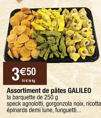 Cora x Carrefour Assortiment de pâtes GALILEO la barquette de 250 g offre