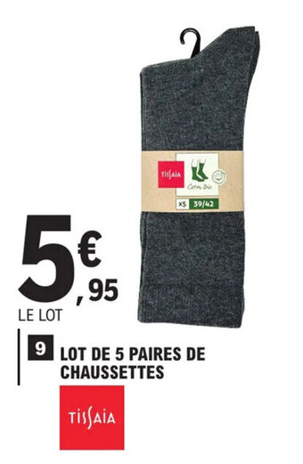 E.Leclerc LOT DE 5 PAIRES DE CHAUSSETTES offre