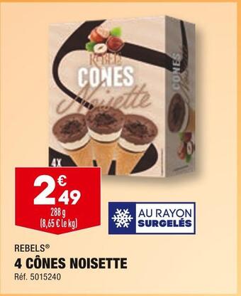 ALDI Rebels 4 cônes noisette offre